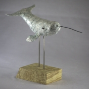 Narwhal, Porcelain on Spalted Beechwood